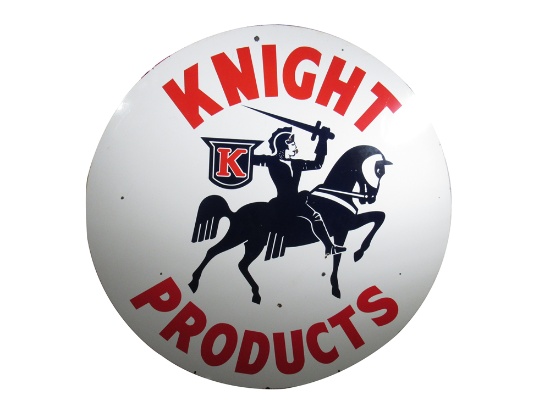CIRCA 1940S KNIGHT OIL COMPANY PORCELAIN SERVICE STATION SIGN