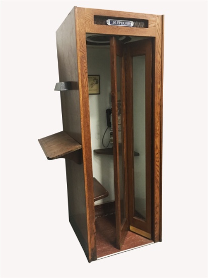 1930S-40S BELL TELEPHONE WOODEN PHONE BOOTH