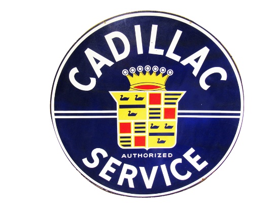 LATE 1940S-EARLY 50S CADILLAC AUTHORIZED SERVICE PORCELAIN DEALERSHIP SIGN