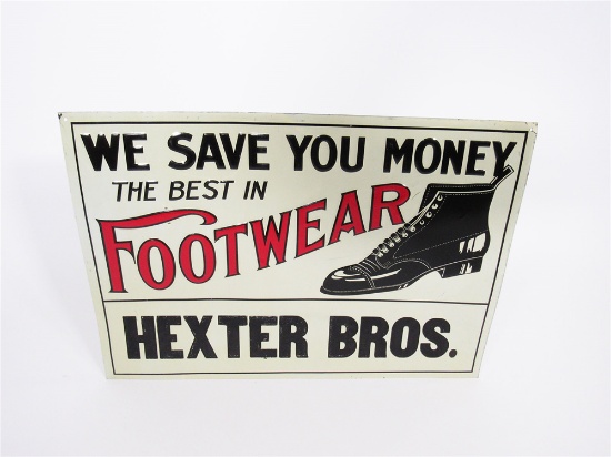 1920S HEXTER BROTHERS FOOTWEAR EMBOSSED TIN SIGN