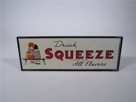LATE 1920S-EARLY 30S SQUEEZE ORANGE SODA EMBOSSED TIN SIGN