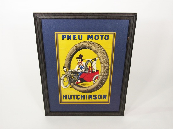 CIRCA LATE 1920S HUTCHINSON PNEU MOTO (MOTORCYCLE TIRES) DEALERSHIP POSTER