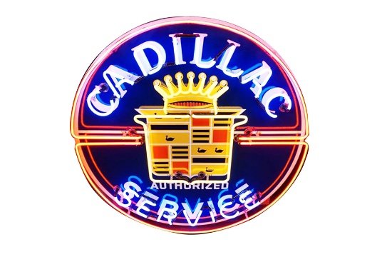 LATE 1940S-50S CADILLAC PORCELAIN WITH NEON DEALERSHIP SIGN