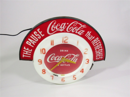 1950S COCA-COLA NEON DINER CLOCK WITH LIGHTED ADVERTISING MARQUEE