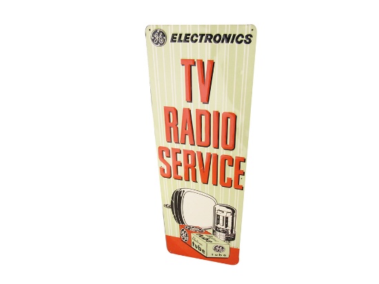 LATE 1950S-EARLY 60S GE TV-RADIO SERVICE TIN SIGN