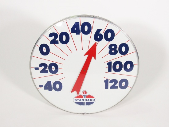 LARGE CIRCA 1960S STANDARD OIL SERVICE STATION DIAL THERMOMETER