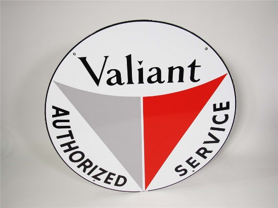 EARLY 1960S PLYMOUTH VALIANT PORCELAIN DEALERSHIP SIGN