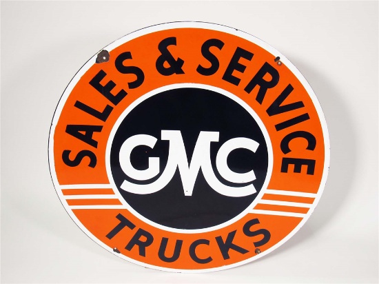 CIRCA 1940S-50S GMC TRUCKS SALES & SERVICE PORCELAIN SIGN