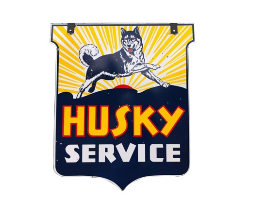 1930S-40S HUSKY OIL SERVICE STATION SIGN