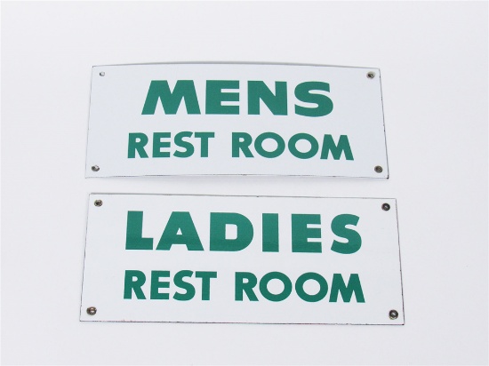TWO 1950S CONOCO REST ROOM PORCELAIN SERVICE STATION SIGNS