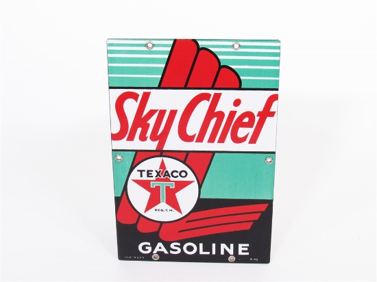 1942 TEXACO SKY CHIEF GASOLINE PORCELAIN SIGN