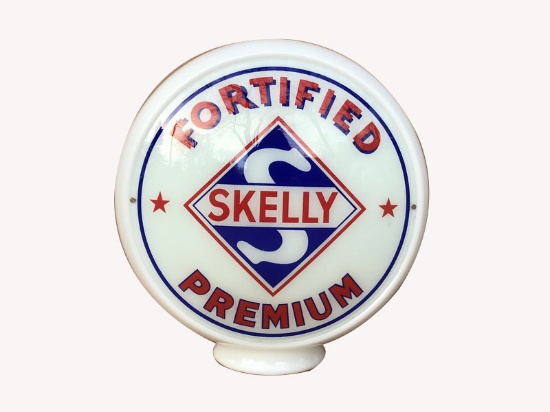 LATE 1940S SKELLY FORTIFIED PREMIUM GAS PUMP GLOBE