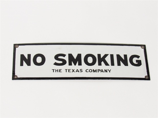 CIRCA 1930S THE TEXAS COMPANY NO SMOKING PORCELAIN FUEL ISLAND SIGN