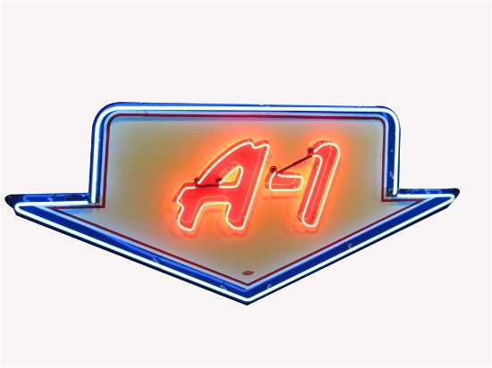 1950S FORD A-1 USED CARS NEON PORCELAIN DEALERSHIP SIGN
