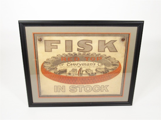 EARLY 1920S FISK TIRES AUTOMOTIVE GARAGE POSTER