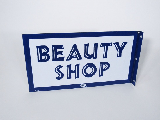 LATE 1950S-EARLY 60S BEAUTY SHOP PORCELAIN FLANGE SIGN