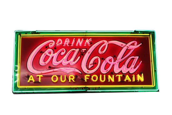 1930S COCA-COLA PORCELAIN WITH NEON DINER SIGN