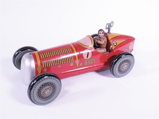1930S OPEN-WHEEL KEY-WIND TIN LITHO RACE CAR WITH DRIVER