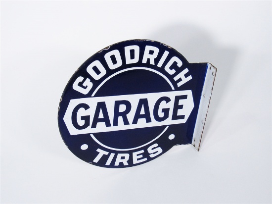 CIRCA LATE 1920S-EARLY 1930S GOODRICH TIRES GARAGE PORCELAIN FLANGE SIGN