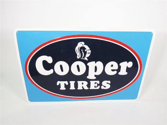 CIRCA 1960S COOPER TIRES EMBOSSED TIN AUTOMOTIVE GARAGE SIGN