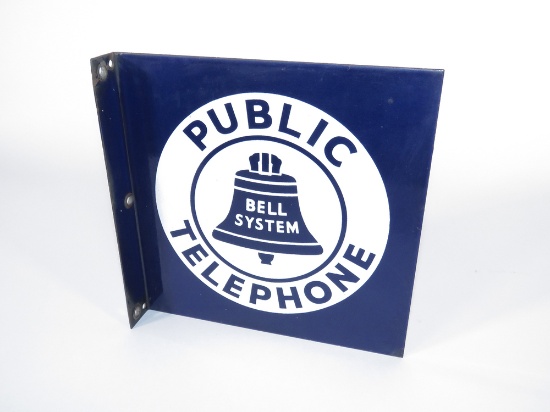 1950S BELL SYSTEM PUBLIC TELEPHONE PORCELAIN FLANGE SIGN