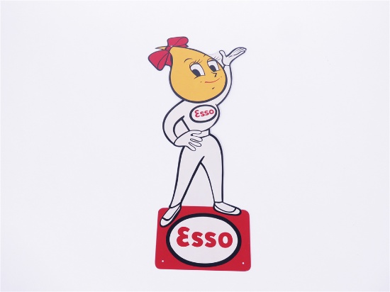 1962 ESSO HAPPY DROPLET GIRL TIN SERVICE STATION SIGN