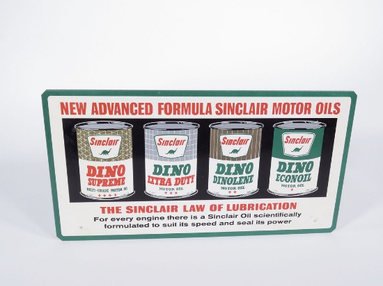 1960S SINCLAIR DINO MOTOR OIL TIN FUEL ISLAND DISPLAY SIGN