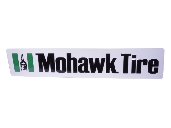 LATE 1960S MOHAWK TIRE EMBOSSED TIN AUTOMOTIVE GARAGE SIGN