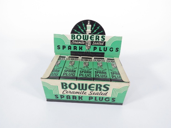 1930S BOWERS SPARK PLUGS COUNTERTOP DISPLAY BOX