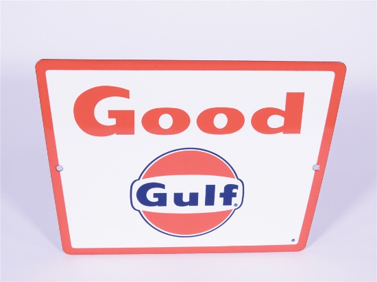 LATE 1950S-EARLY 1960S GULF OIL GOOD GULF PORCELAIN PUMP PLATE SIGN