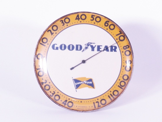 1940S-50S GOODYEAR TIRES GLASS-FACED DIAL THERMOMETER