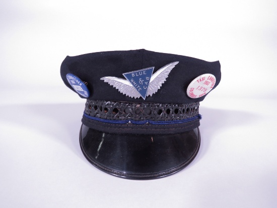 CIRCA 1960S BLUE AND WHITE CAB COMPANY DRIVER HAT