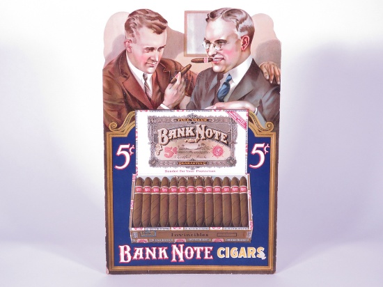 EARLY 1930S BANK NOTE CIGARS CARDBOARD DISPLAY SIGN