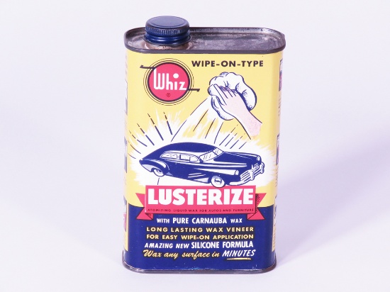 EARLY 1950S WHIZ LUSTERIZE WAX 16-FLUID-OUNCE TIN