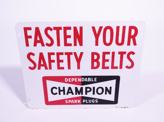 1969 CHAMPION FASTEN SAFETY BELTS TIN SIGN