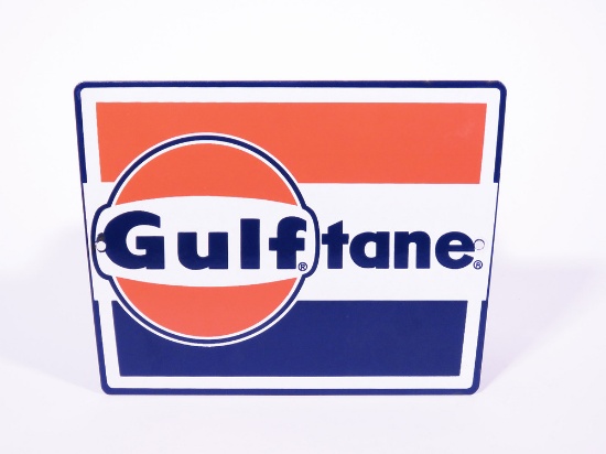 LATE 1950S-EARLY 60S GULF OIL GULFTANE PORCELAIN PUMP PLATE SIGN