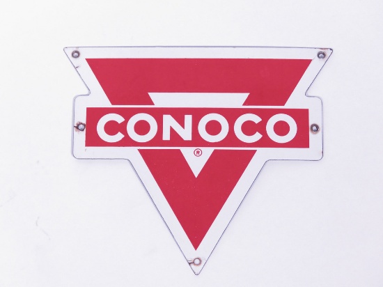 CIRCA EARLY 1950S CONOCO OIL COMPANY PORCELAIN PUMP PLATE SIGN