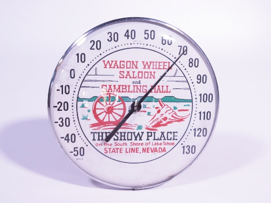 1950S-EARLY 60S WAGON WHEEL SALOON THERMOMETER
