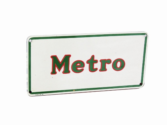 1941 MOBIL METRO GASOLINE TIN SIGN