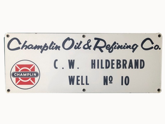 1950S CHAMPLIN OIL & REFINING COMPANY OIL WELL LEASE SIGN