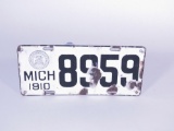 1910 STATE OF MICHIGAN PORCELAIN LICENSE PLATE