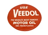 1940S-50S USE VEEDOL MOTOR OIL EMBOSSED TIN SIGN