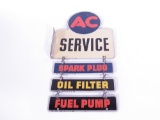 1947 AC SERVICE TIN FLANGE SIGN WITH PANELS