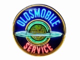 CIRCA 1948 OLDSMOBILE SERVICE PORCELAIN SIGN WITH NEON