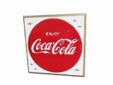 CIRCA LATE 1950S-EARLY '60S COCA-COLA EMBOSSED TIN MARQUEE SIGN