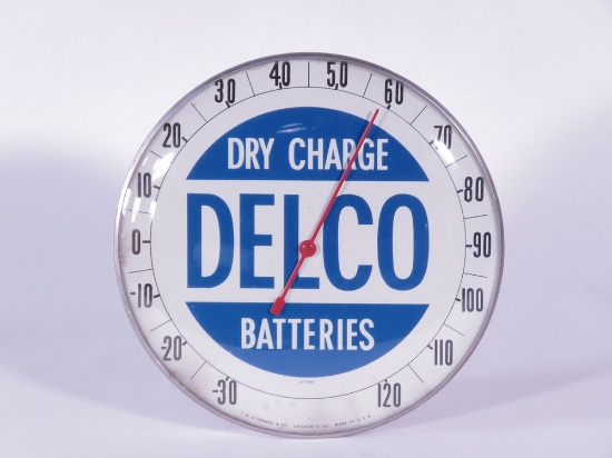 CIRCA LATE 1950S-EARLY '60S DELCO DRY CHARGE BATTERIES DIAL THERMOMETER