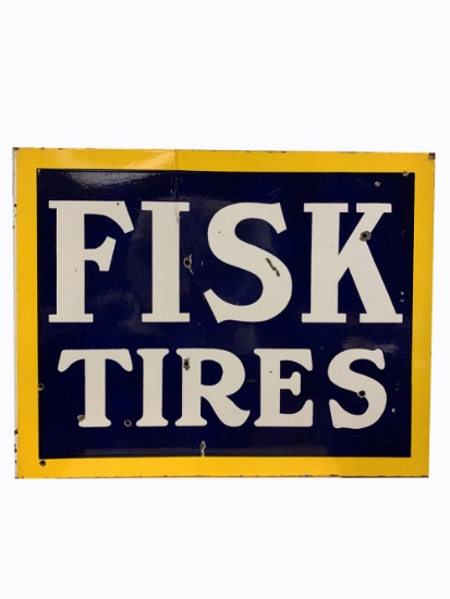 1930S-40S FISK TIRES PORCELAIN FLANGE SIGN