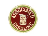 Hard-to-find 1930s Associated Gasoline double-sided porcelain service station sign.