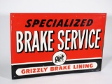 LATE 1940S-EARLY '50S GRIZZLY BRAKE LINING TIN SIGN