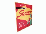 \LARGE 1960 SQUIRT SODA TWO-PIECE TIN PAINTED SIGN